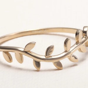 14K Solid Gold Leaf Ring, Leaf Branch Ring, Minimalist Ring, Stackable Ring, Gifts for Girlfriend, Gifts for Mum, Gifts for Sister
