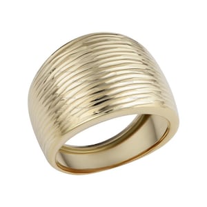 14K Solid Yellow Gold Women Cigar Band Ring, Domed Ring, Wide Ring Band, Gift For Him, Handmade Gold Band Hammered Gold Ring Sterling Silver