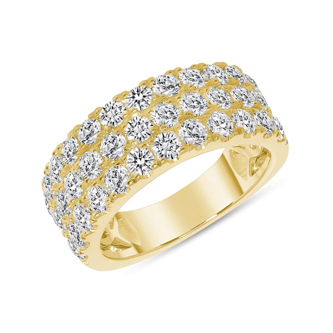 14k Gold Lab Grown Diamond Half Eternity Band: Anniversary Ring - Etsy