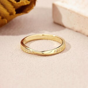 Twisted Eternity Ring, 10k Solid Gold Round Moissanite Twisted Eternity Engagement Ring, 14k Gold Moissanite Twisted Eternity Wedding Ring