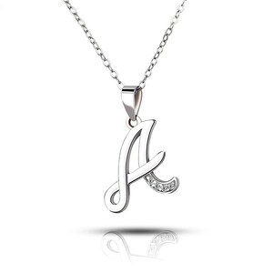 Collar con colgante de letra A, oro macizo de 14 k y moissanita, oro macizo de 10 k y moissanita.
