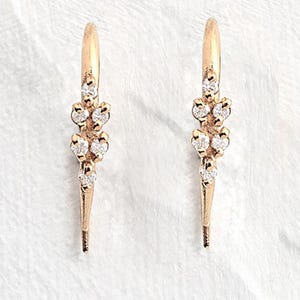 18k Solid Gold Threader Earrings Moissanite Lab Diamond U Hook Dangle Drop Minimalist Modern Pixie Bridal Anniversary Gift