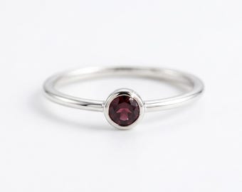 Natural Ruby Ring, Dainty Ring, Women Ring,  925 Sterling Silver Ring, Handmade Ring, July Birthstone Ring Round Shape Gemstone Promise Ring