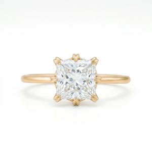 1 karaat 14 kt goud Princess Lab Grown Diamond solitaire verlovingsring 8 griffen set sierlijke verklaring stapelen cadeau