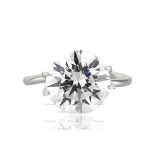 5 CT Round Brilliant Cut Moissanite Engagement Ring, 18K Solid White Gold Ring, Solitaire Engagement Ring, Anniversary Ring, Handmade Ring