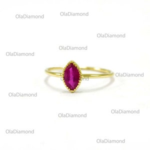 Natural Pink Ruby Marquise Cut Wedding Ring In 14k Solid Yellow Gold Minimalist Ring,  Statement Anniversary Ring, July Birthstone Jewelry