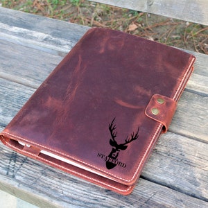 Portapapeles de cuero personalizado con soporte para bloc de notas A4 para negocios, organizador de documentos de cuero vintage hecho a mano, archivador de cuero. Padfolio.
