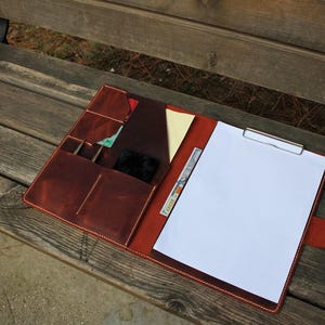Personalized Leather Clipboard Portfolio: Handmade A4 Notepad Holder
