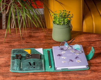 Handmade Leather Journal Cover: Personalized A5 Notebook Sleeve