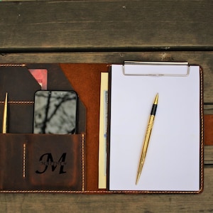 Personalized Leather Portfolio: Handmade A5 Refillable Journal Cover