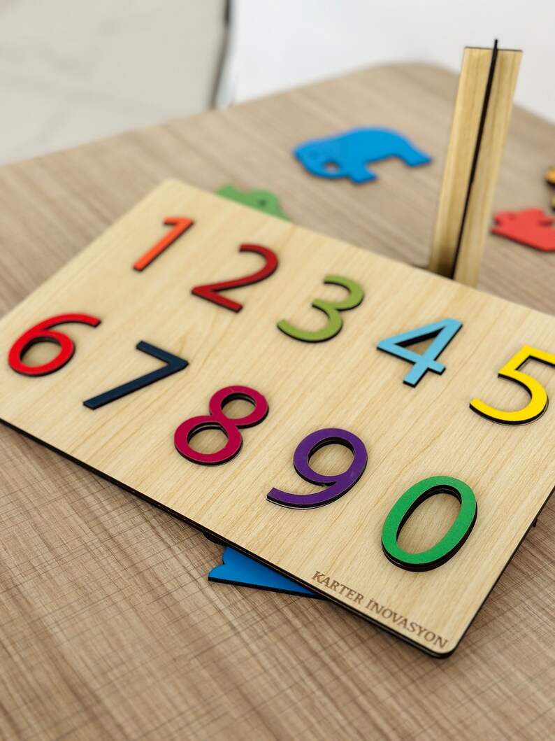 Rainbow Numbers Puzzle,Natural Wooden Numbers Puzzle,Christmas Gifts For Kids image 9