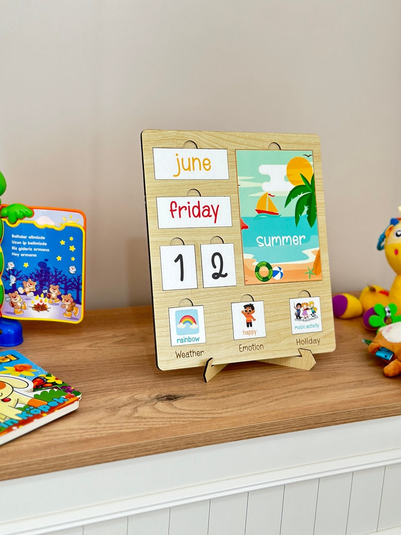 Montessori calendar, Wooden calendar, Kids Calendar, Advent calendar, Classroom calendar, Montessori toys, School Calendar, Toddler calendar image 9