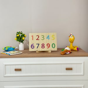 Rainbow Numbers Puzzle,Natural Wooden Numbers Puzzle,Christmas Gifts For Kids image 1