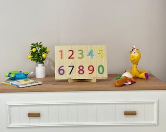 Rainbow Numbers Puzzle,Natural Wooden Numbers Puzzle,Christmas Gifts For Kids