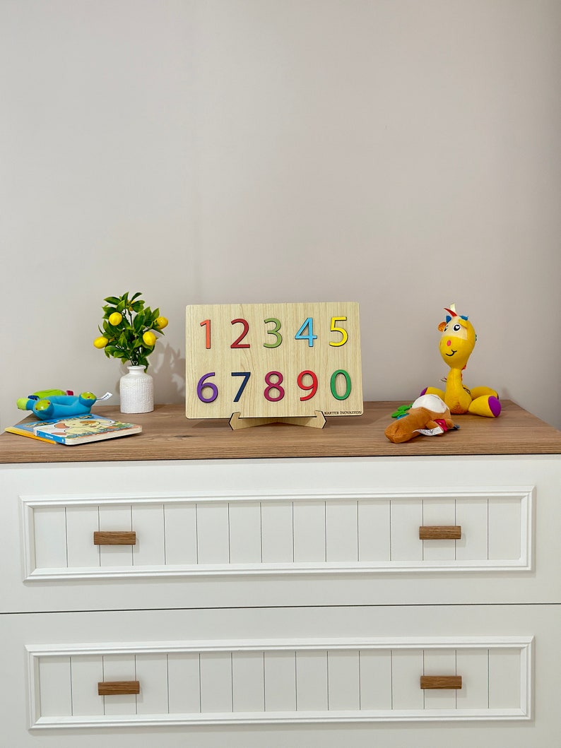 Rainbow Numbers Puzzle,Natural Wooden Numbers Puzzle,Christmas Gifts For Kids image 1