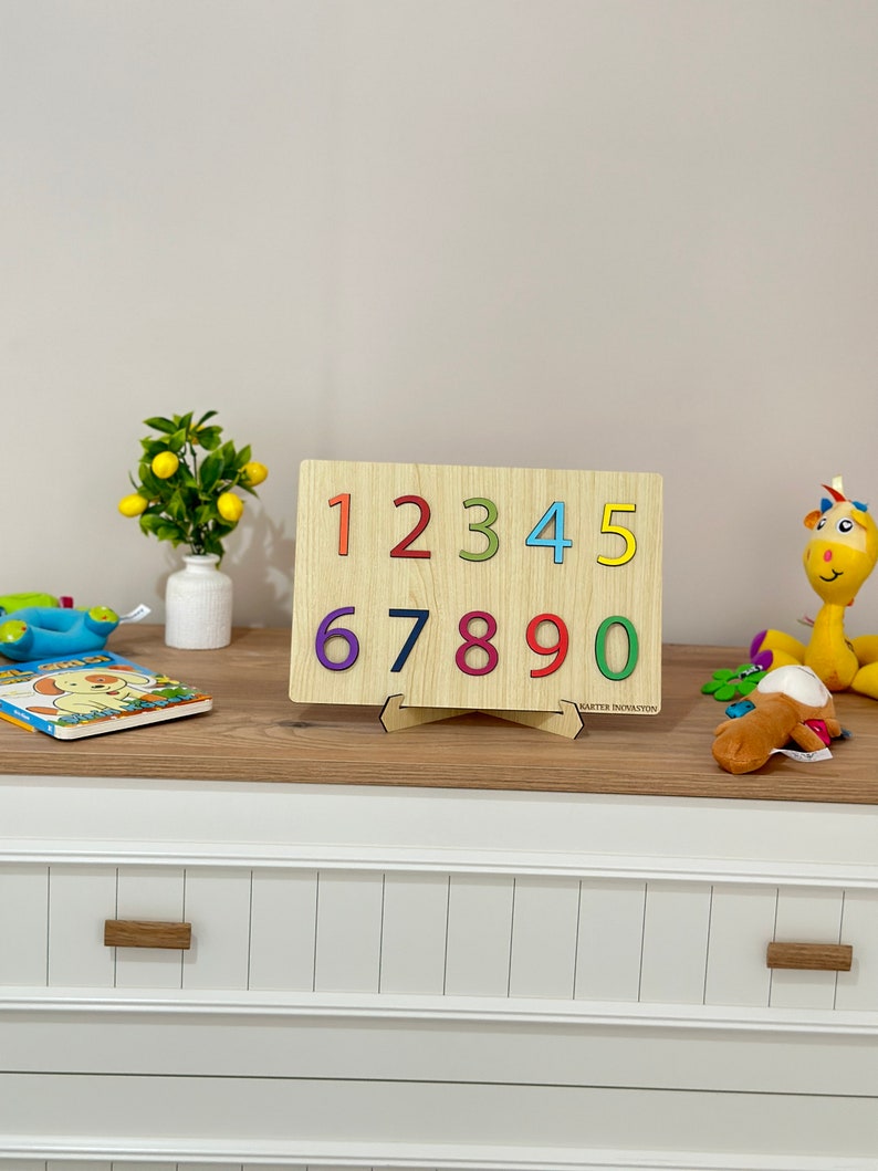 Rainbow Numbers Puzzle,Natural Wooden Numbers Puzzle,Christmas Gifts For Kids image 4