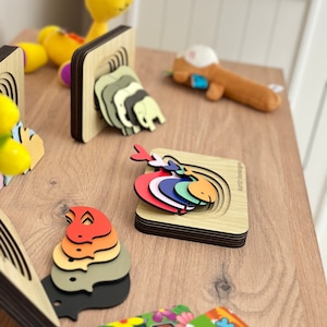 Layered puzzle, big and small concept learning set, 4 different puzzles in one set, whale, bird, rabbit, elephant image 7