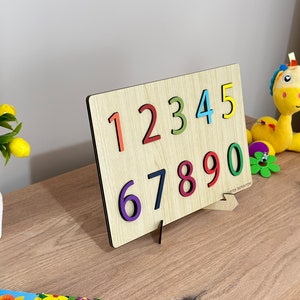 Rainbow Numbers Puzzle,Natural Wooden Numbers Puzzle,Christmas Gifts For Kids image 2