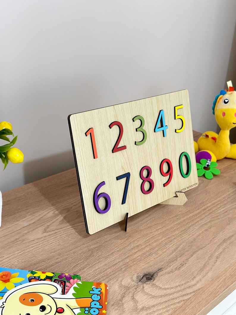 Rainbow Numbers Puzzle,Natural Wooden Numbers Puzzle,Christmas Gifts For Kids image 2