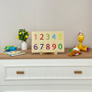 Rainbow Numbers Puzzle,Natural Wooden Numbers Puzzle,Christmas Gifts For Kids image 3