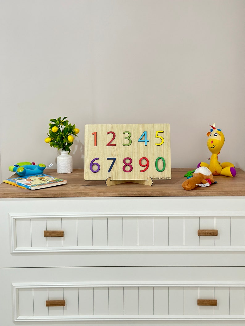 Rainbow Numbers Puzzle,Natural Wooden Numbers Puzzle,Christmas Gifts For Kids image 3