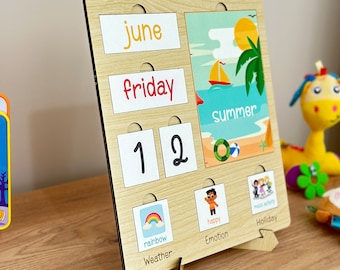 Montessori calendar, Wooden calendar, Kids Calendar, Advent calendar, Classroom calendar, Montessori toys, School Calendar, Toddler calendar