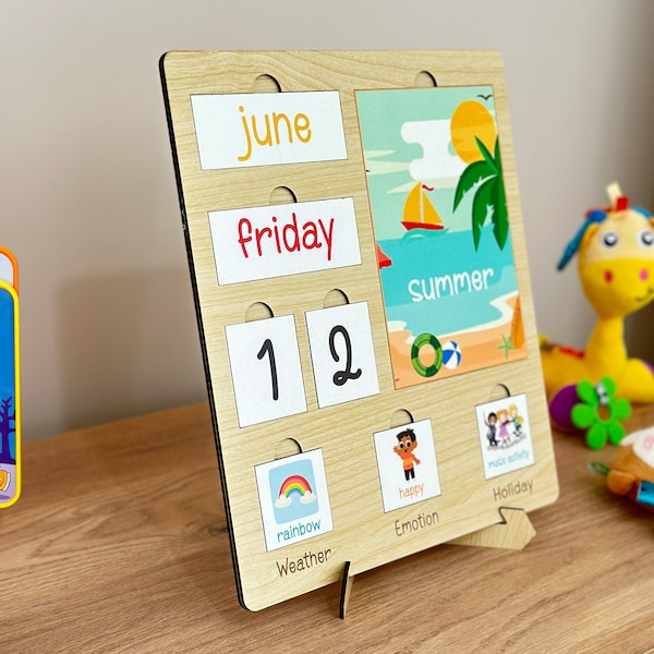 Montessori calendar, Wooden calendar, Kids Calendar, Advent calendar, Classroom calendar, Montessori toys, School Calendar, Toddler calendar