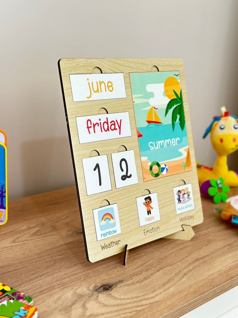 Montessori calendar, Wooden calendar, Kids Calendar, Advent calendar, Classroom calendar, Montessori toys, School Calendar, Toddler calendar image 1