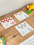 Number learning set, Numbers, 30 piece number matching set, Finger puzzle set, Wooden educational toy, pre-school product logo