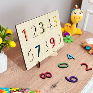 Rainbow Numbers Puzzle,Natural Wooden Numbers Puzzle,Christmas Gifts For Kids image 5