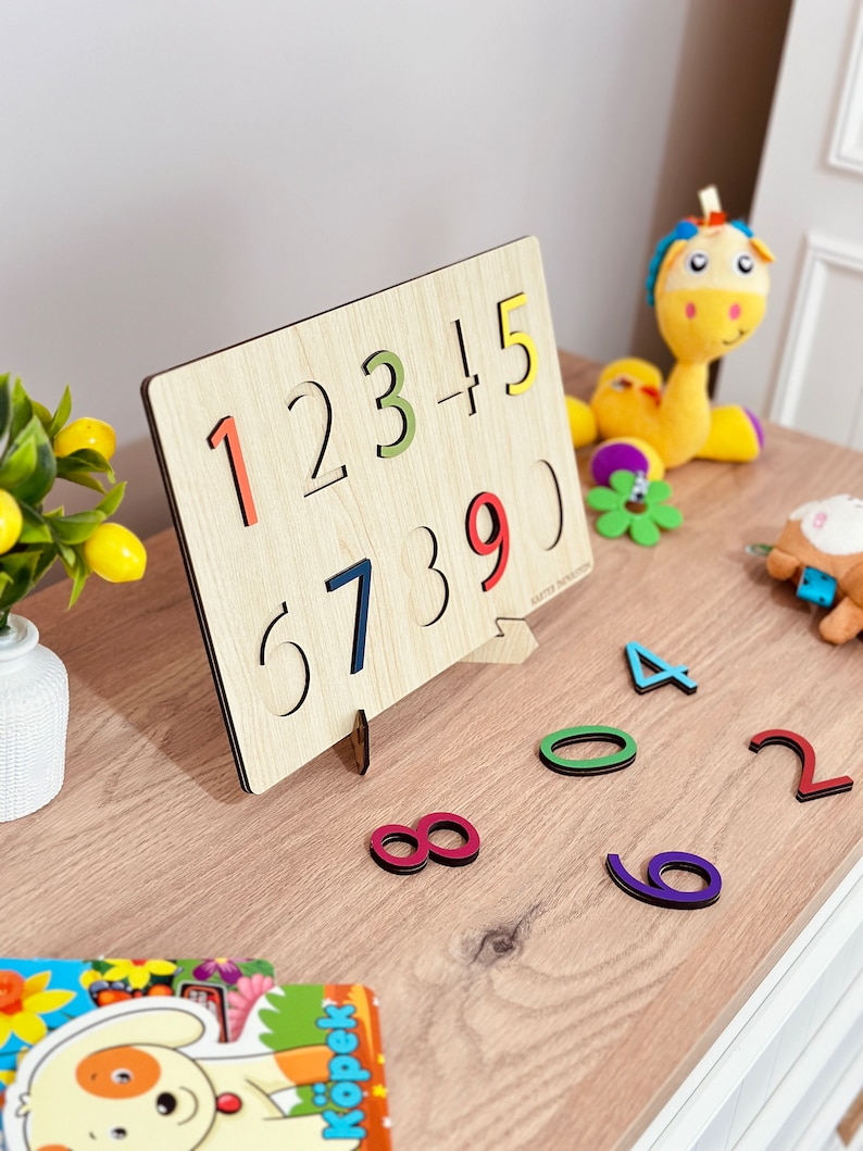 Rainbow Numbers Puzzle,Natural Wooden Numbers Puzzle,Christmas Gifts For Kids image 5