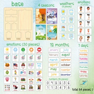 Montessori calendar, Wooden calendar, Kids Calendar, Advent calendar, Classroom calendar, Montessori toys, School Calendar, Toddler calendar image 2