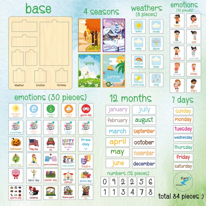 Montessori calendar, Wooden calendar, Kids Calendar, Advent calendar, Classroom calendar, Montessori toys, School Calendar, Toddler calendar image 2