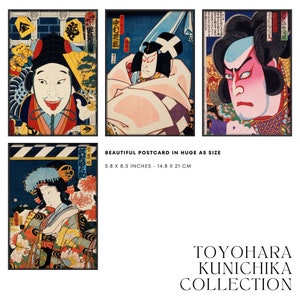 Collection de cartes postales Toyohara Kunichika, lot 1 au format A5, impression d'art vintage de la plus haute qualité, super papier 248 g/m²