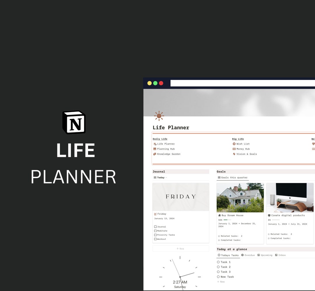 Notion All in One Life Planner // 2024 Notion Template, Life Planner ...