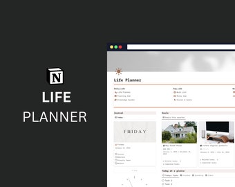 Notion All In One Life Planner // 2024 Notion template, life planner, digital notion planner, life dashboard planner, Notion life hub