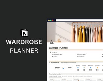 Notion Wardrobe Planner, Wardrobe Manager, Notion Template, Notion Planner, Aesthetic Notion, Notion Dashboard,