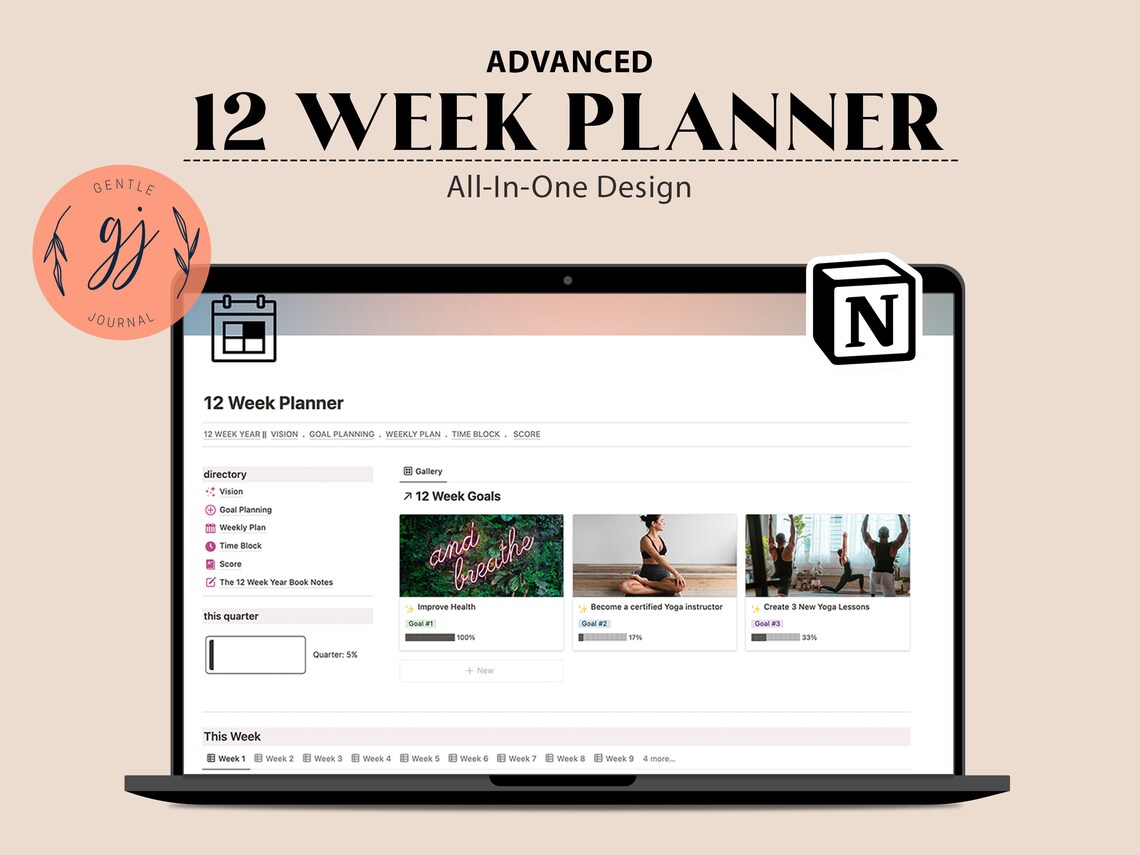 Notion Goal Template Notion Digital Planner 3 Month Life Etsy