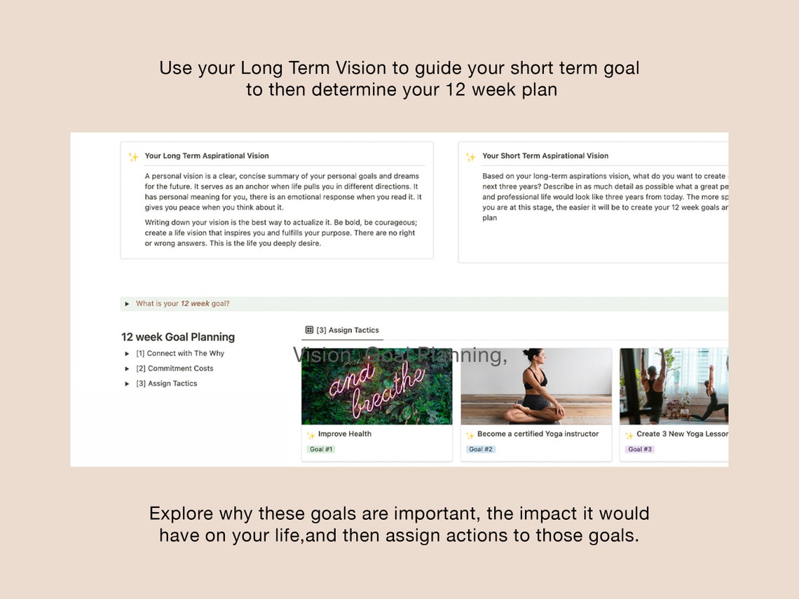 Notion Goal Template Notion Digital Planner 3 Month Life Etsy