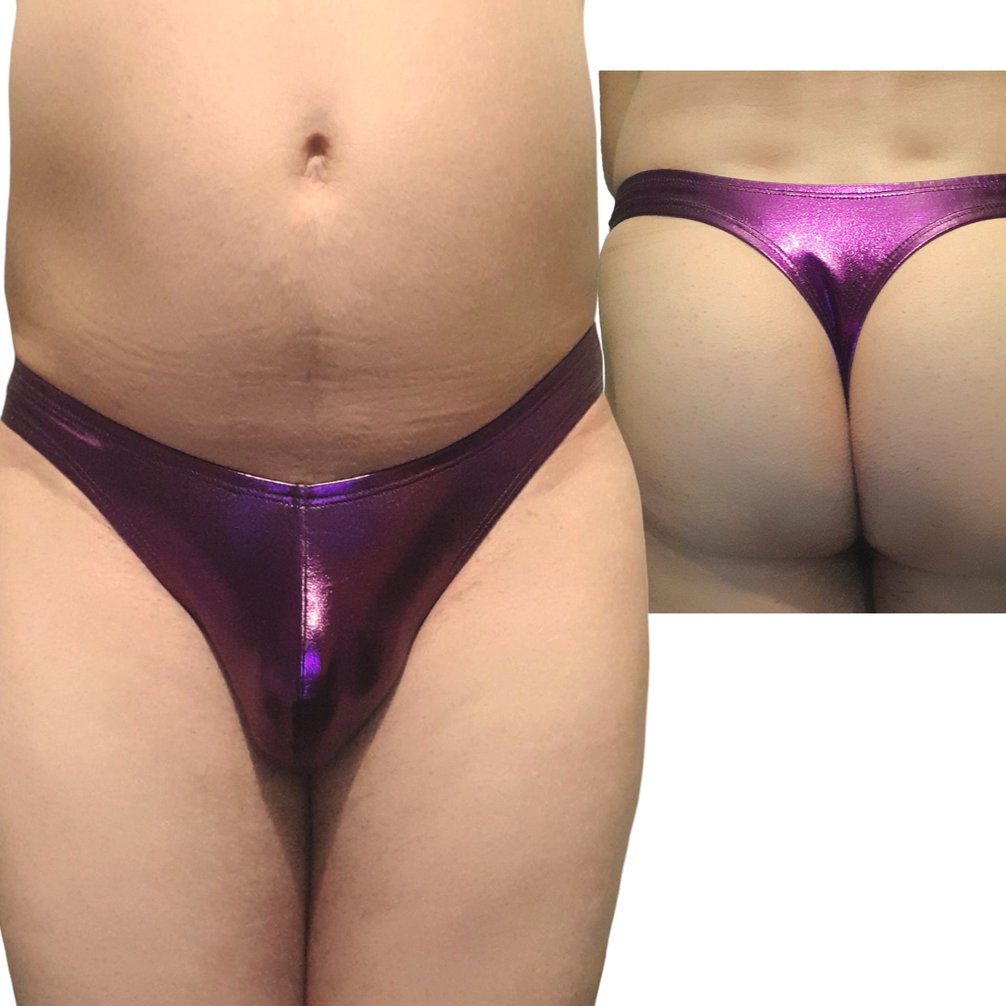 Women Shiny Metallic Low Rise Micro Back G-string Panty Bikini Bottom  Underwear