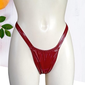 Tanga de vinilo (¡sin garfio!) Aspecto básico de látex para mujeres trans
