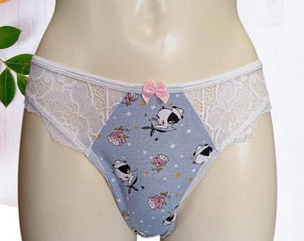 Elen Slip van katoenen jersey en kant | Sissy voor trans-, crossdresser- en travestietenvrouwen "No Gaff"