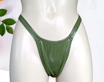 Perizoma in vinile effetto lattice, perizoma Tuck per donne trans.