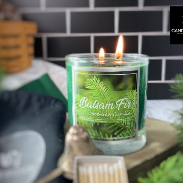 Balsam Fir Scented Candle is the perfect gift for that candle lover that enjoys the sweet scent of the outdoor pine trees | Autumn Candle