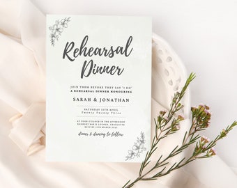 Rustic Rehearsal Dinner INSTANT DOWNLOAD Editable Template, PDF Printable, Affordable, 5x7, Simple, dusty, calligraphy, Simple