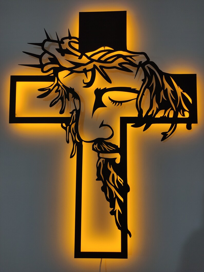 Jesus Metal Led Wall Art Blessed Cross Wall Art LED Light Etsy