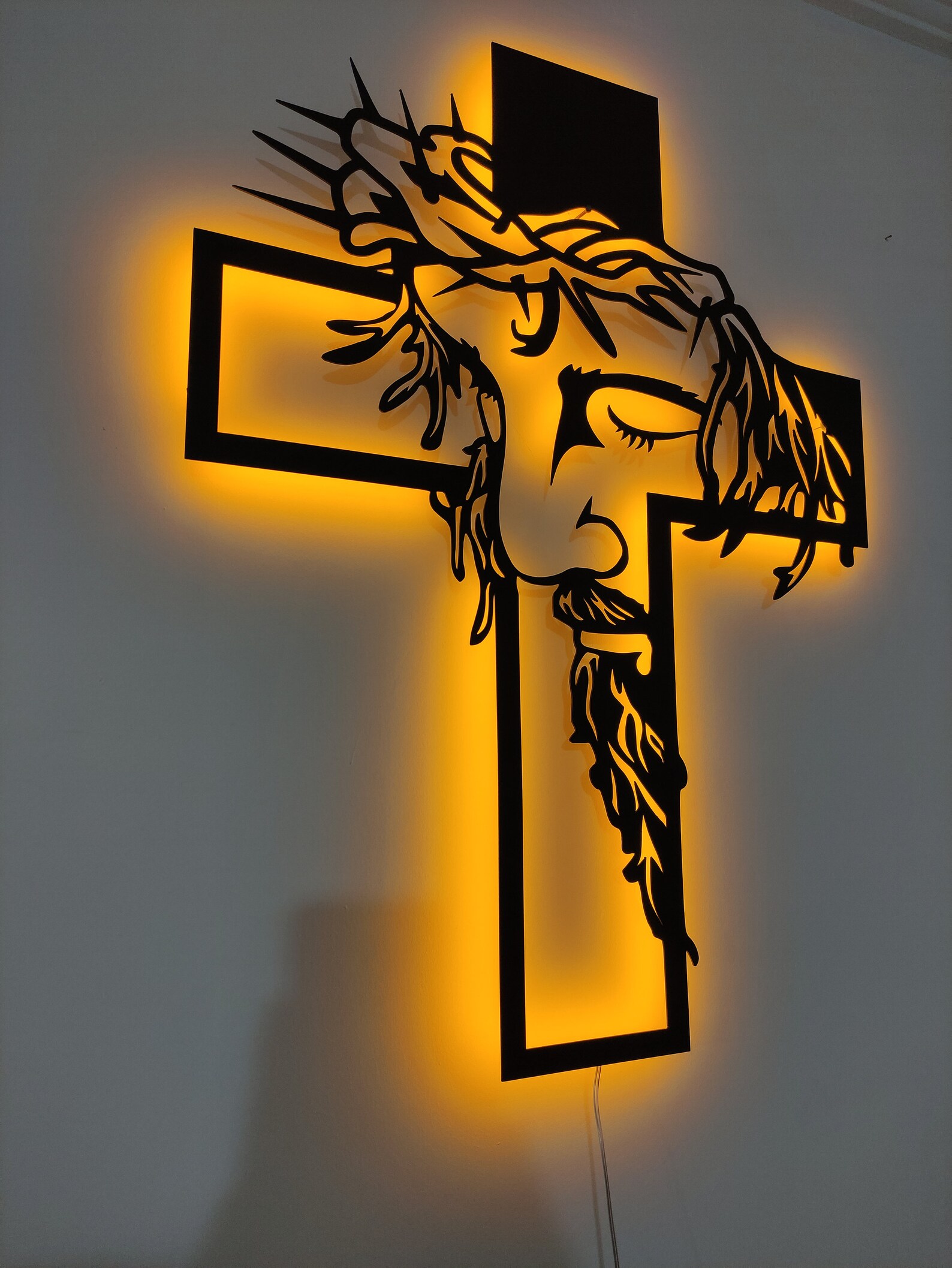 Jesus Metal Led Wall Art Blessed Cross Wall Art LED Light Etsy