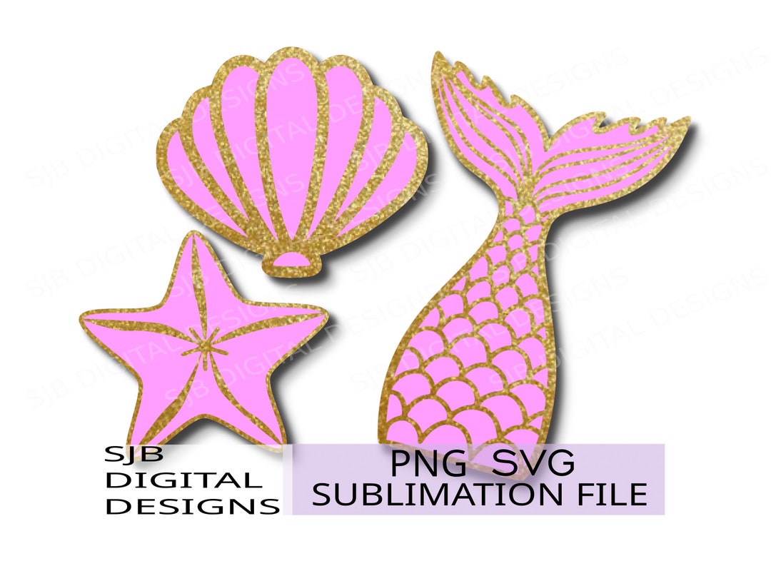 Mermaid Tail Svg Mermaid Seashell Starfish Png Mermaid - Etsy