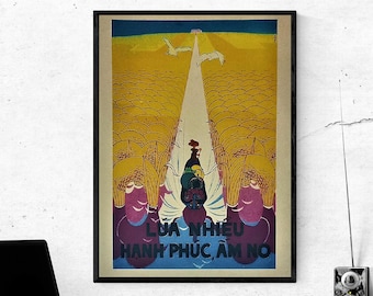 Vietnam Poster Propaganda - Grow and Eat Lots of Rice For a Happier And a More Comfortable Life - SIZE 12x16 inches