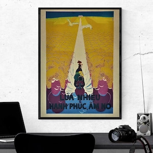 Póster de propaganda de Vietnam - Cultiva y come mucho arroz para una vida más feliz y cómoda - TAMAÑO 12x16 pulgadas